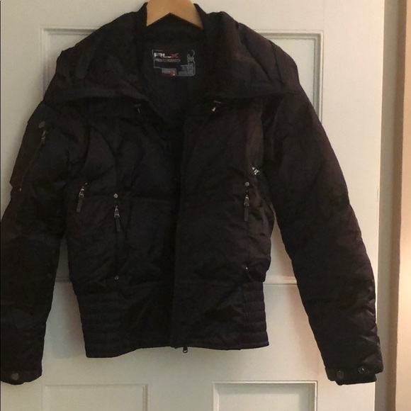 Luxurious black satin-effect RLX puffer ski jacket, Medium - Picture 12 of 16